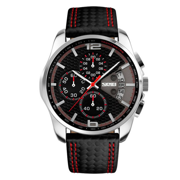 Чоловічий годинник Skmei 9106RD Silver-Black-Red фото 1