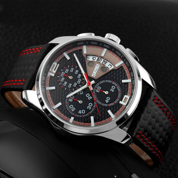 Чоловічий годинник Skmei 9106RD Silver-Black-Red фото 4