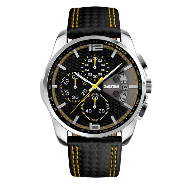 Мужские часы Skmei 9106YL Silver-Black-Yellow фото 1