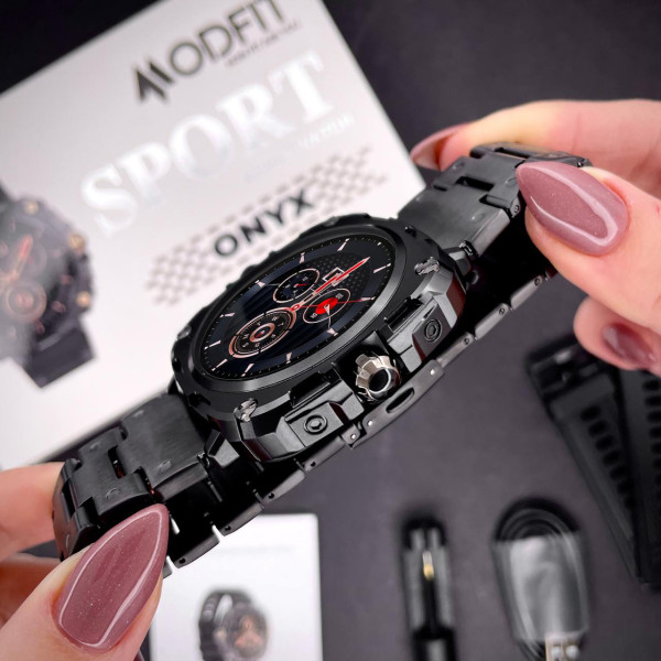 Розумний годинник Modfit Onyx Black Steel + ремінець в подарунок фото 4