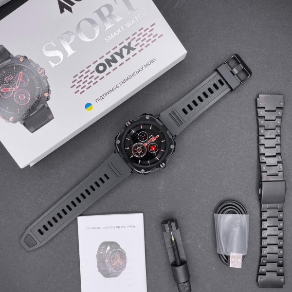 Розумний годинник Modfit Onyx Black Steel + ремінець в подарунок фото 7