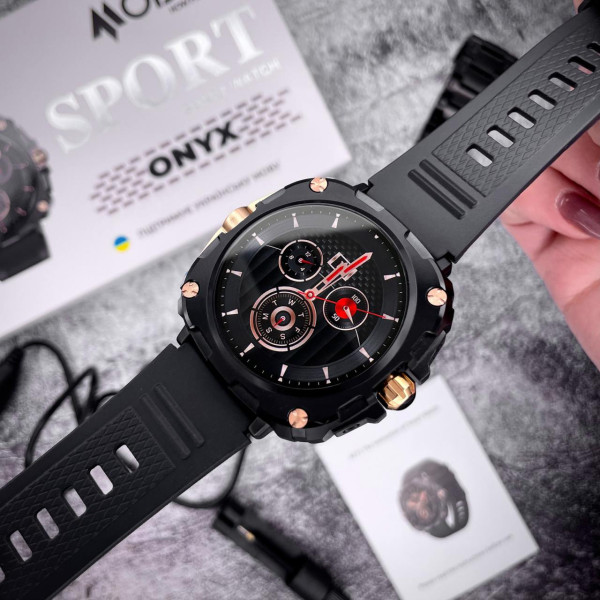 Умные смарт часы Modfit Onyx Black-Gold Steel + Ремешок в подарок фото 3