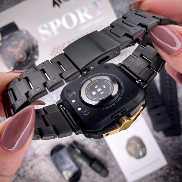 Умные смарт часы Modfit Onyx Black-Gold Steel + Ремешок в подарок фото 8