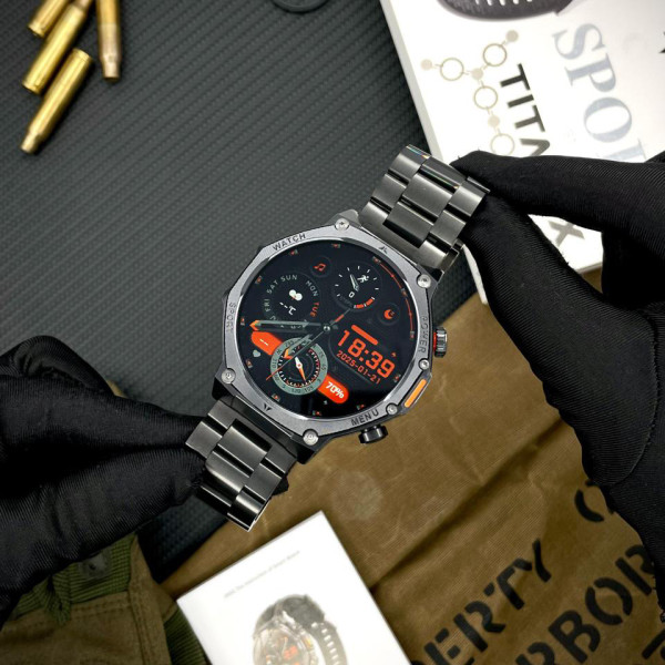 Розумний годинник Modfit Titan-X Black Steel + ремінець в подарунок фото 4