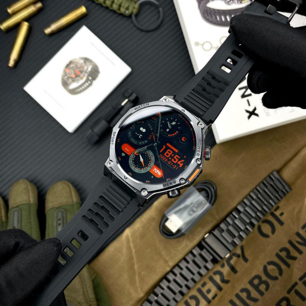 Розумний годинник Modfit Titan-X Black Steel + ремінець в подарунок фото 6