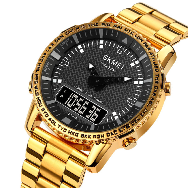 Чоловічий годинник Skmei 1898GDBK Gold-Black фото 3