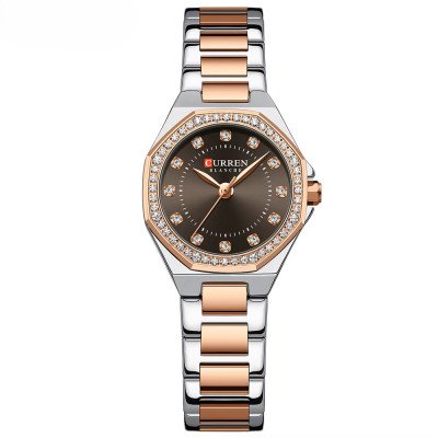 Curren 9100 Silver-Rose Gold-Brown