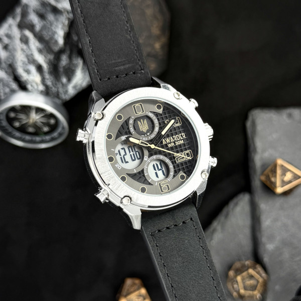 Мужские часы Awarder 017BKWT Тризуб золото Silver-White фото 8