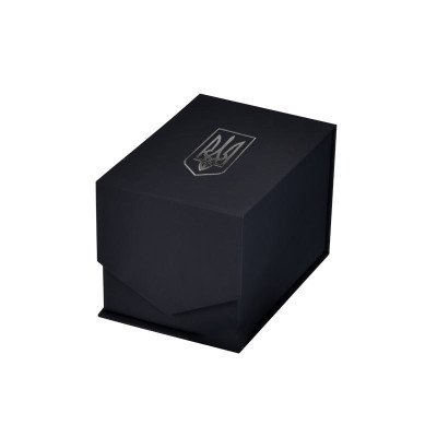 Коробочка для годинника 1023 чорна з тризубом срібло