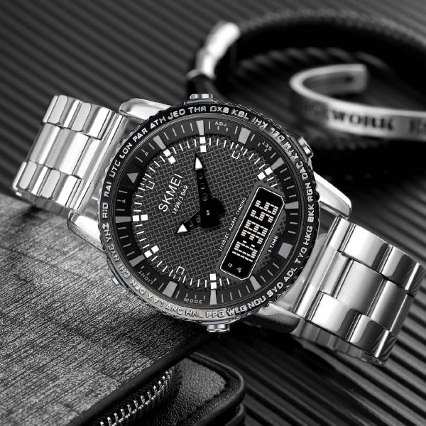 Мужские часы Skmei 1898SIBK Silver-Black фото 5