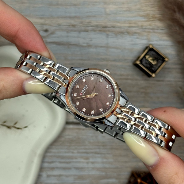 Женские часы Сurren 9111 Silver-Gold-Brown фото 8