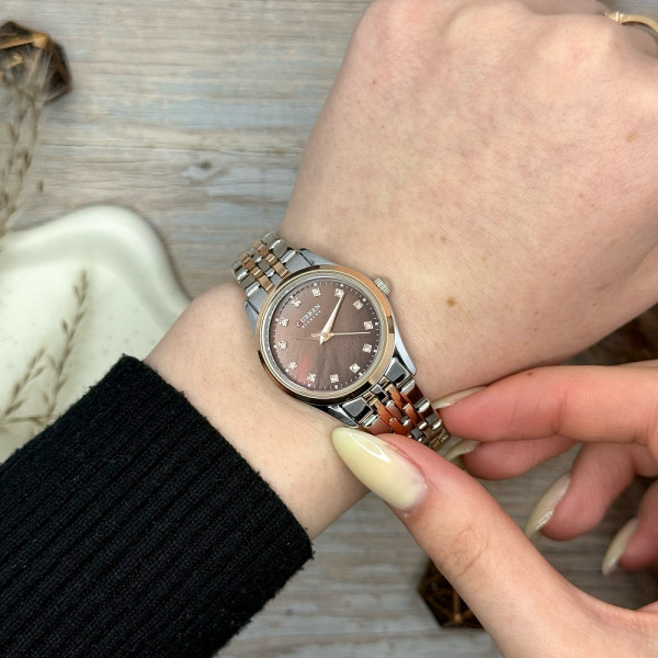 Женские часы Сurren 9111 Silver-Gold-Brown фото 3