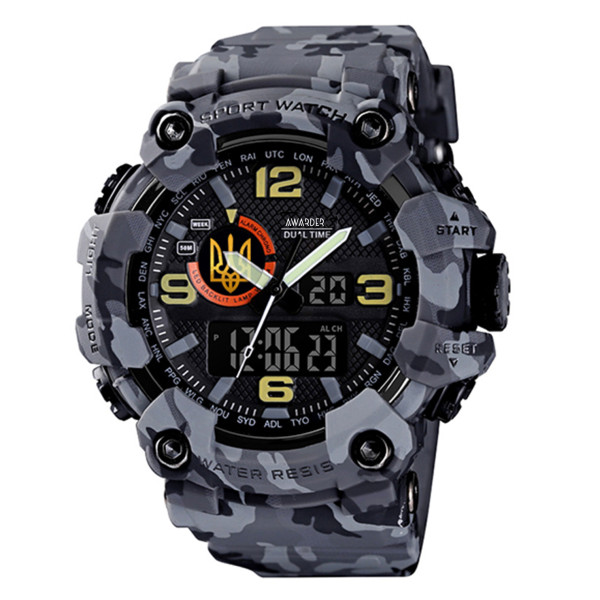 Мужские часы Awarder 002 Тризуб золото Сірий камуфляж + Коробка. фото 1