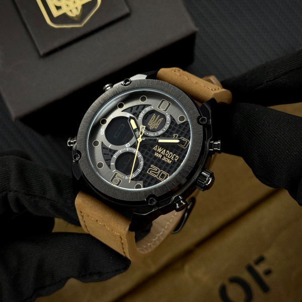 Мужские часы Awarder 017 Тризуб золото  Black-Brown фото 8