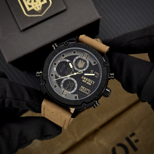 Чоловічий годинник Awarder 017 Тризуб золото  Black-Brown фото 9