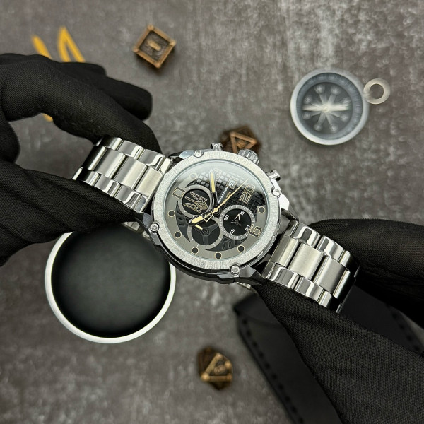 Чоловічий годинник Awarder 016 Тризуб золото Silver-Black Steel фото 6