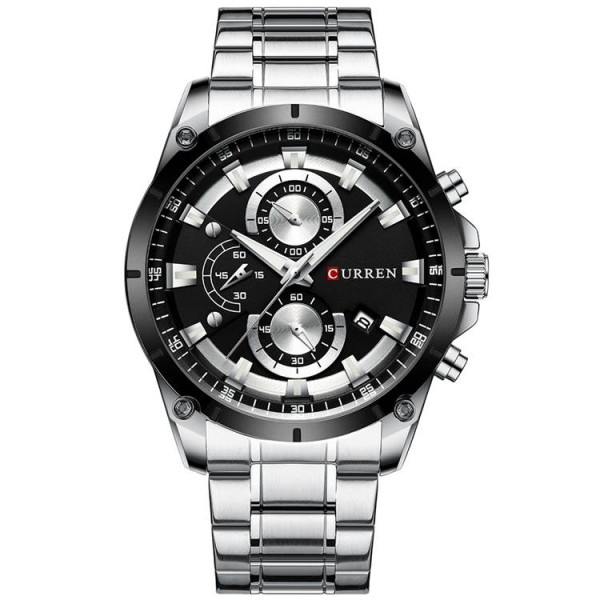 Чоловічий годинник Curren 8360 Silver-Black фото 3