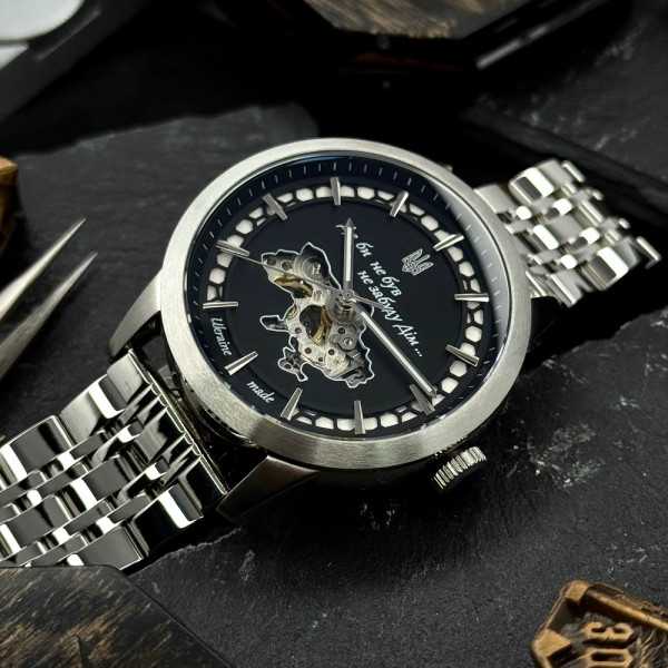 Чоловічий годинник Awarder 043-1 Де би не був Silver-Black Steel Miyota фото 7