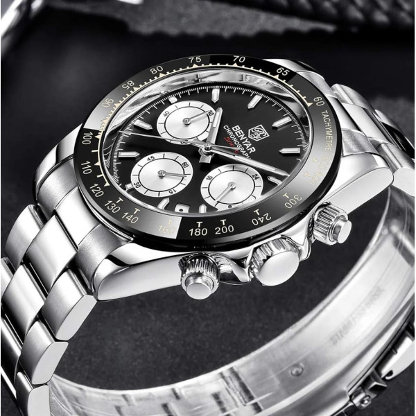 Чоловічий годинник Benyar BY-5169 Silver-Black-White фото 5