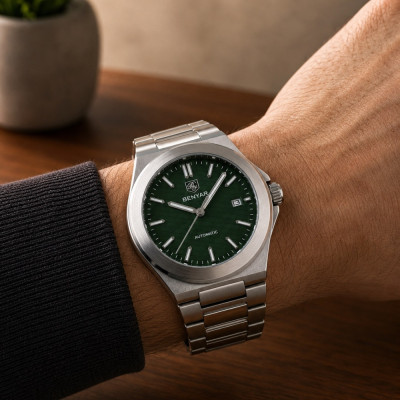 Чоловічий годинник Benyar BY-5219 Silver-Green