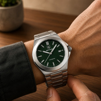 Чоловічий годинник Benyar BY-5219 Silver-Green
