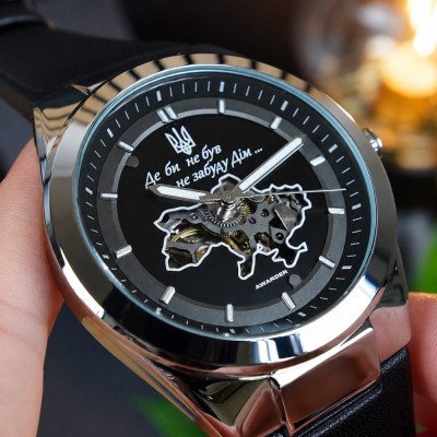 Чоловічий годинник Awarder 050  Де би не був Silver-Black Leather