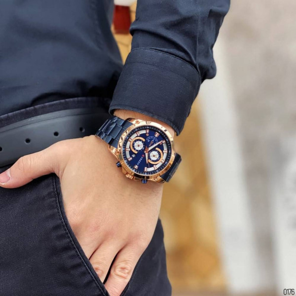 Мужские часы Curren 8360 Blue-Gold фото 4