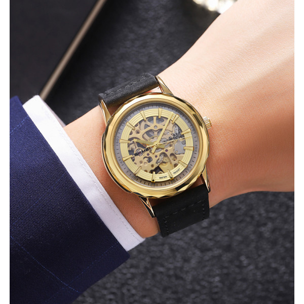 Skmei M035LGDBK Gold-Black Leather фото 4