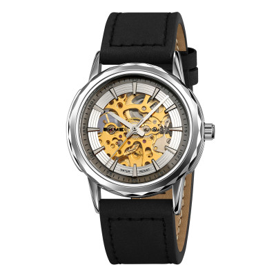 Мужские часы Skmei M035LSIBK Silver-Black Leather