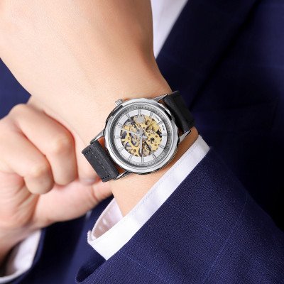 Skmei M035LSIBK Silver-Black Leather