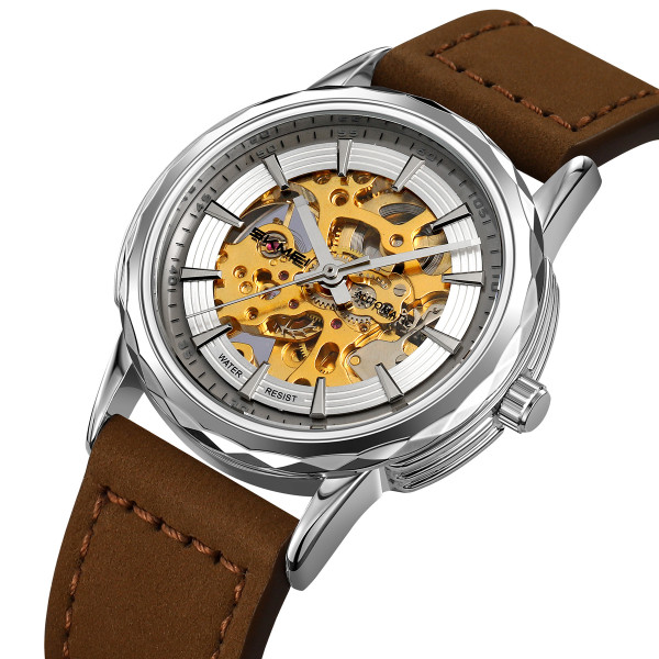 Skmei M035LSIDKBN Silver-Dark Brown Leather фото 3