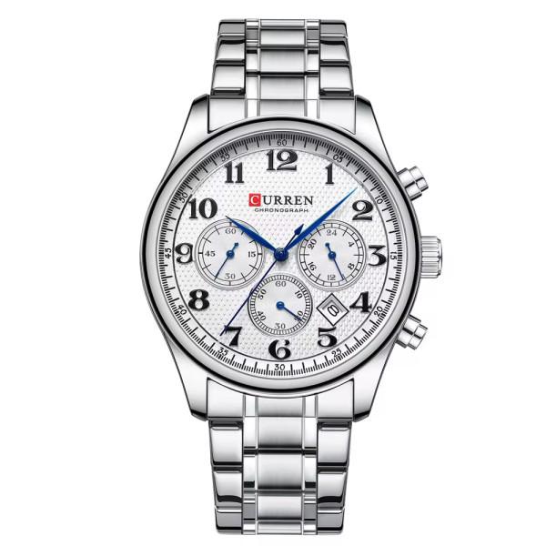 Чоловічий годинник Curren 8466 Silver-White фото 1