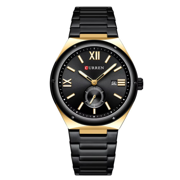 Чоловічий годинник Curren 8471 Black-Gold-Black фото 1