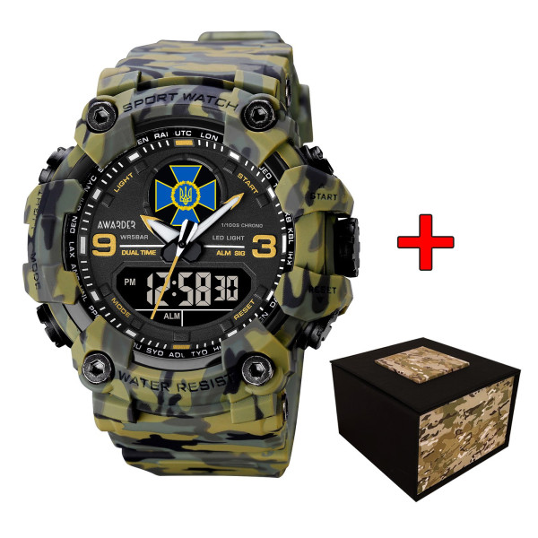 Чоловічий годинник Awarder 001CMGRSBU СБУ Зелений камуфляж + Коробка. фото 1