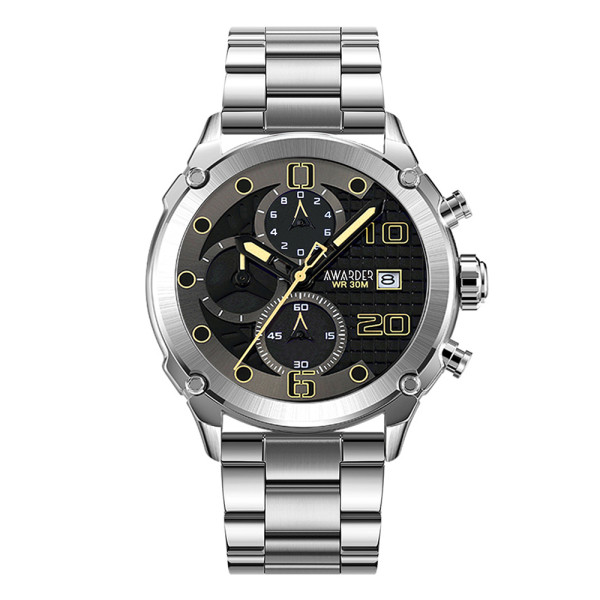 Чоловічий годинник Awarder 016 Silver-Black Steel фото 1