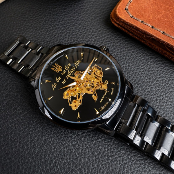 Чоловічий годинник Awarder 048 Не Забуду Дім Black-Gold Steel фото 5