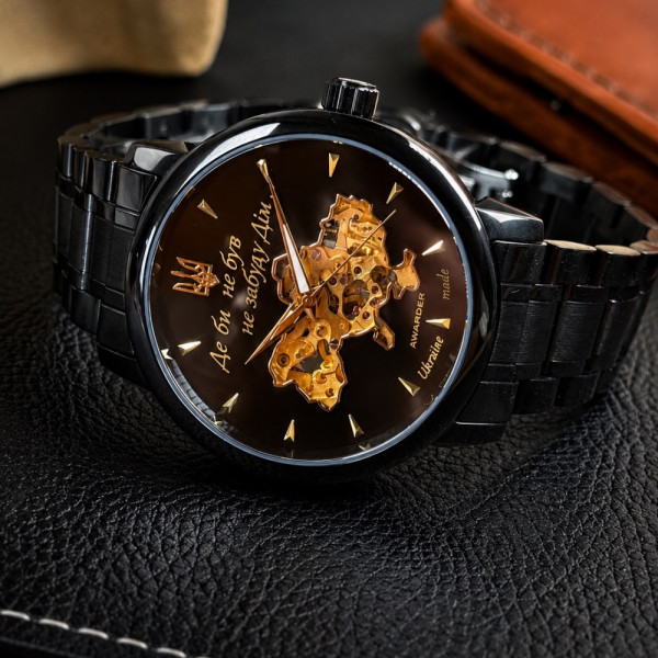 Чоловічий годинник Awarder 048 Не Забуду Дім Black-Gold Steel фото 6