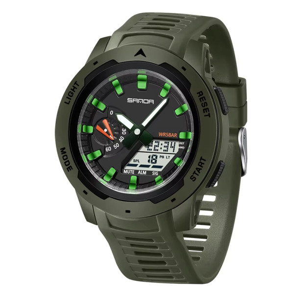 Чоловічий годинник Sanda 3360 Army Green фото 1