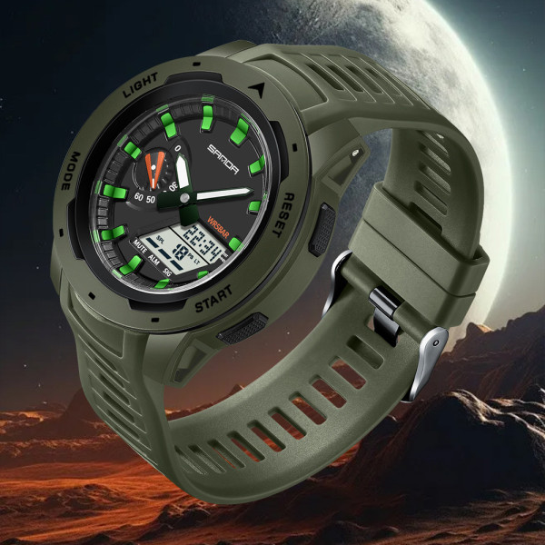 Чоловічий годинник Sanda 3360 Army Green фото 4