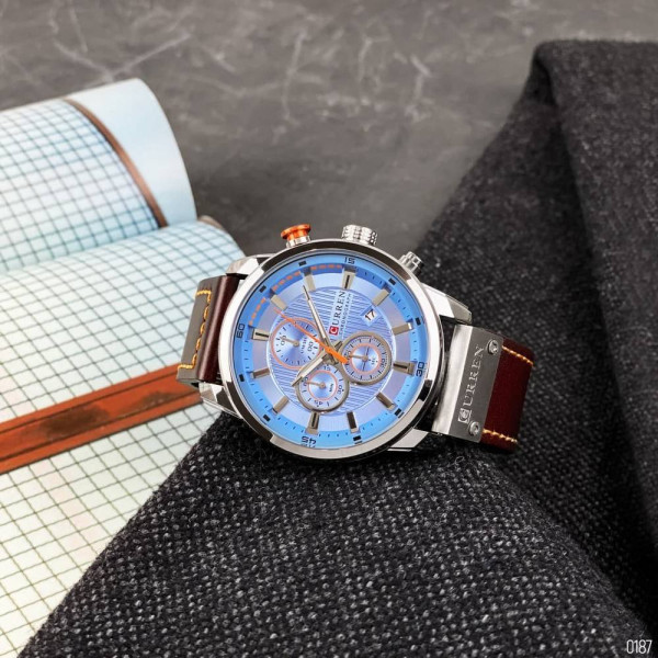 Чоловічий годинник Curren 8291 Silver-Blue фото 8