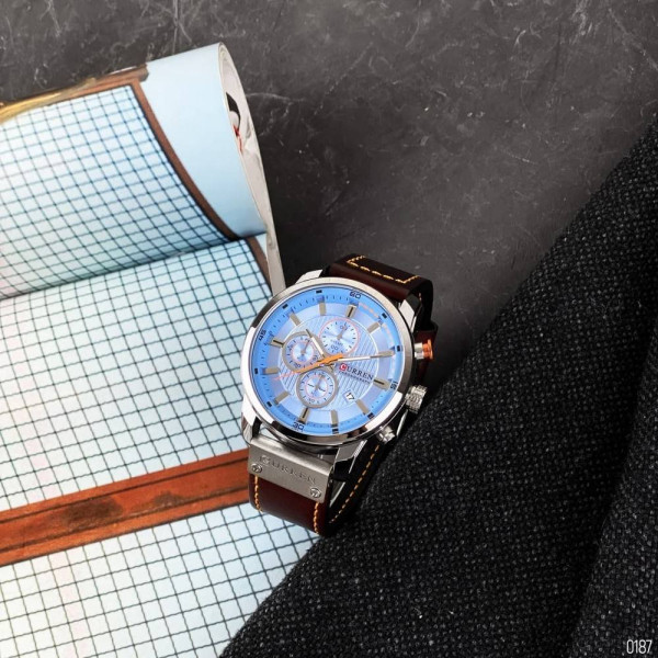 Чоловічий годинник Curren 8291 Silver-Blue фото 9
