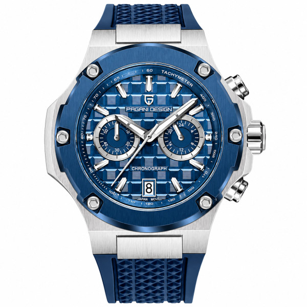 Мужские часы Pagani Design PD-YS032 Silver-Blue-Blue Rubber фото 1