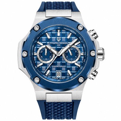 Мужские часы Pagani Design PD-YS032 Silver-Blue-Blue Rubber