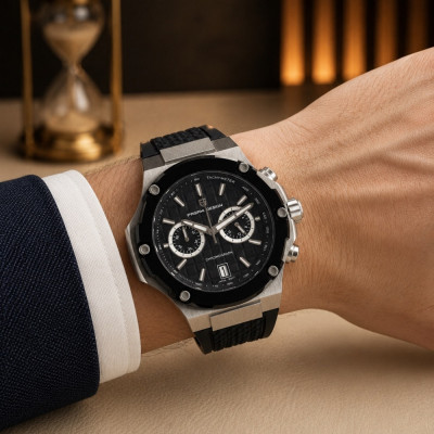 Мужские часы Pagani Design PD-YS032 Silver-Black-Black Rubber