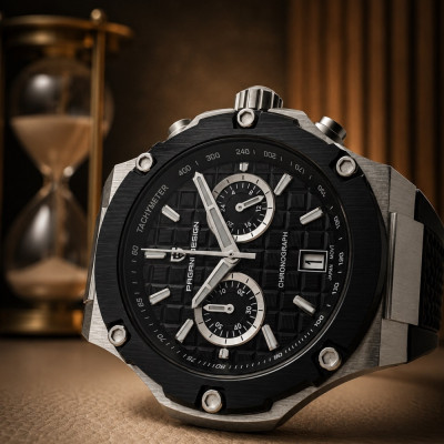 Мужские часы Pagani Design PD-YS032 Silver-Black-Black Rubber