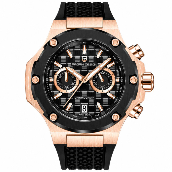 Мужские часы Pagani Design PD-YS032 Rose Gold-Black-Black Rubber фото 1