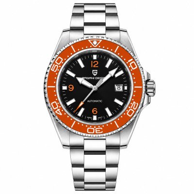 Мужские часы Pagani Design PD-YS034 Silver-Orange-Black Steel