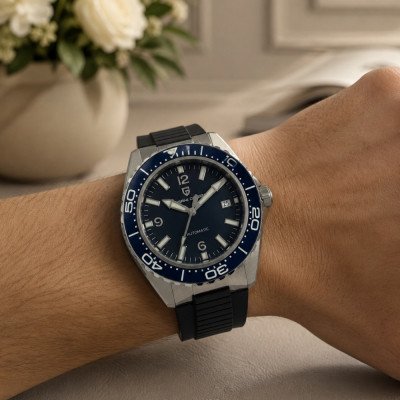 Чоловічий годинник Pagani Design PD-YS034 Silver-Blue-Black Rubber