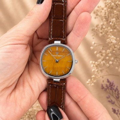 Женские часы Pagani Design PD-1825 Silver-Brown Leather