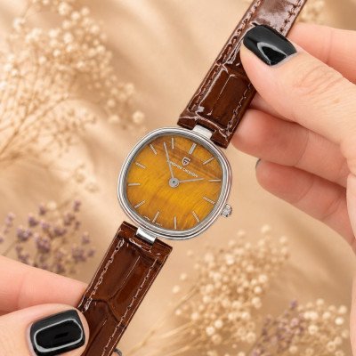 Жіночий годинник Pagani Design PD-1825 Silver-Brown Leather